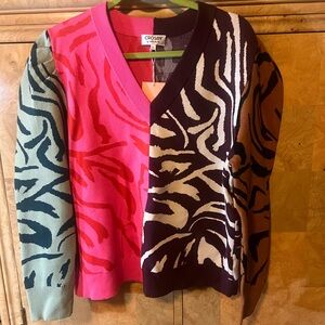 Crosby. Pink and Brown V-Neck Sweater